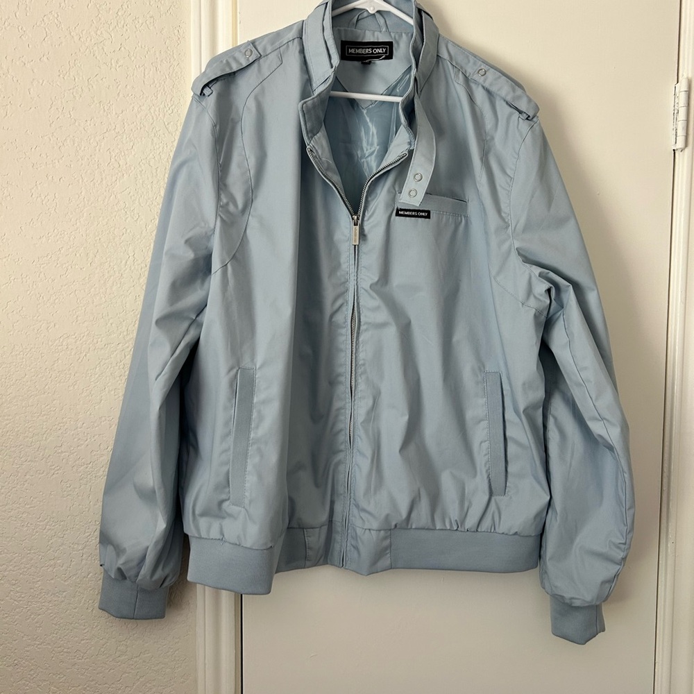Men's Members Only classic iconic racer jacket light blue